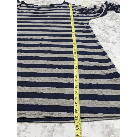 Soft Surroundings Adrift Dress Tie Cuffs Striped Blue Gray Nautical Jersey Sz XL - Picture 7 of 7